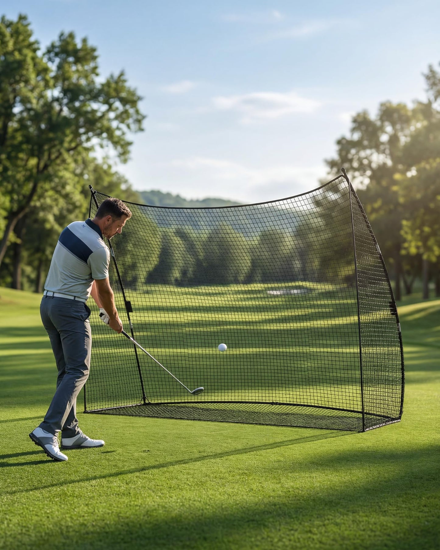 Golf Practice Net 10x7 FT, Heavy Duty & Easy Quick Setup with Sturdy Frame, Portable Hitting Net with Carry Bag for Backyard Indoor Outdoor Golf Swing Chipping Training, Ideal Gift for Men Dad