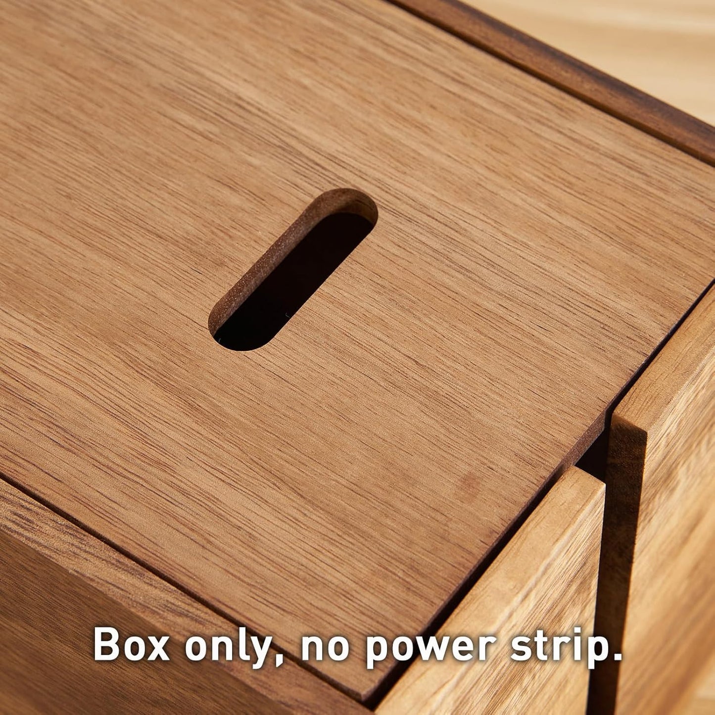 LiTY Acacia Wood Cable Management Box, Wooden Cord Hider & Organizer for Power Strip, Electrical Hiding, TV Wires, Desk
