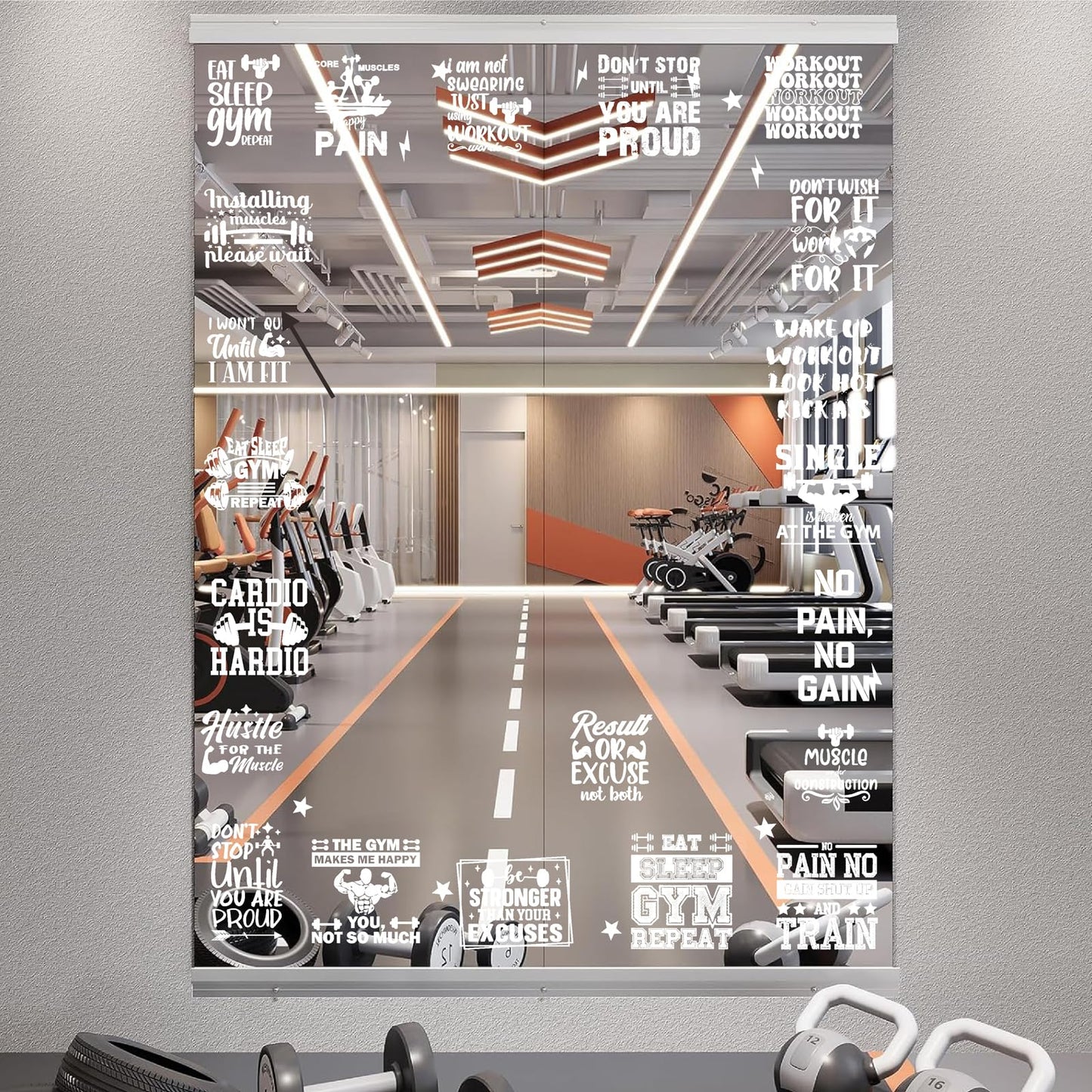 22 PCS Gym Mirror Vinyl Decals Motivational Gym Wall Decal Exercise Inspiring Self Affirmation Decals Positive Fitness Home Decor for Glass Mirror Stickers Peel and Stick Workout Room Crafts Supplies
