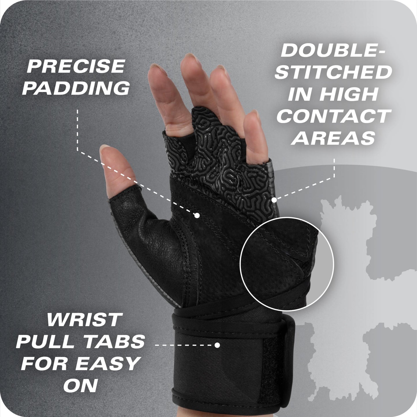 Harbinger Pro Wristwrap Gloves 3.0 - Enhanced Grip, Superior Wrist Support, Breathable 4-Way Stretch Lycra, Durable Leather Palm, Half-Finger Design for Weightlifting, Fitness Training, Large, Women's