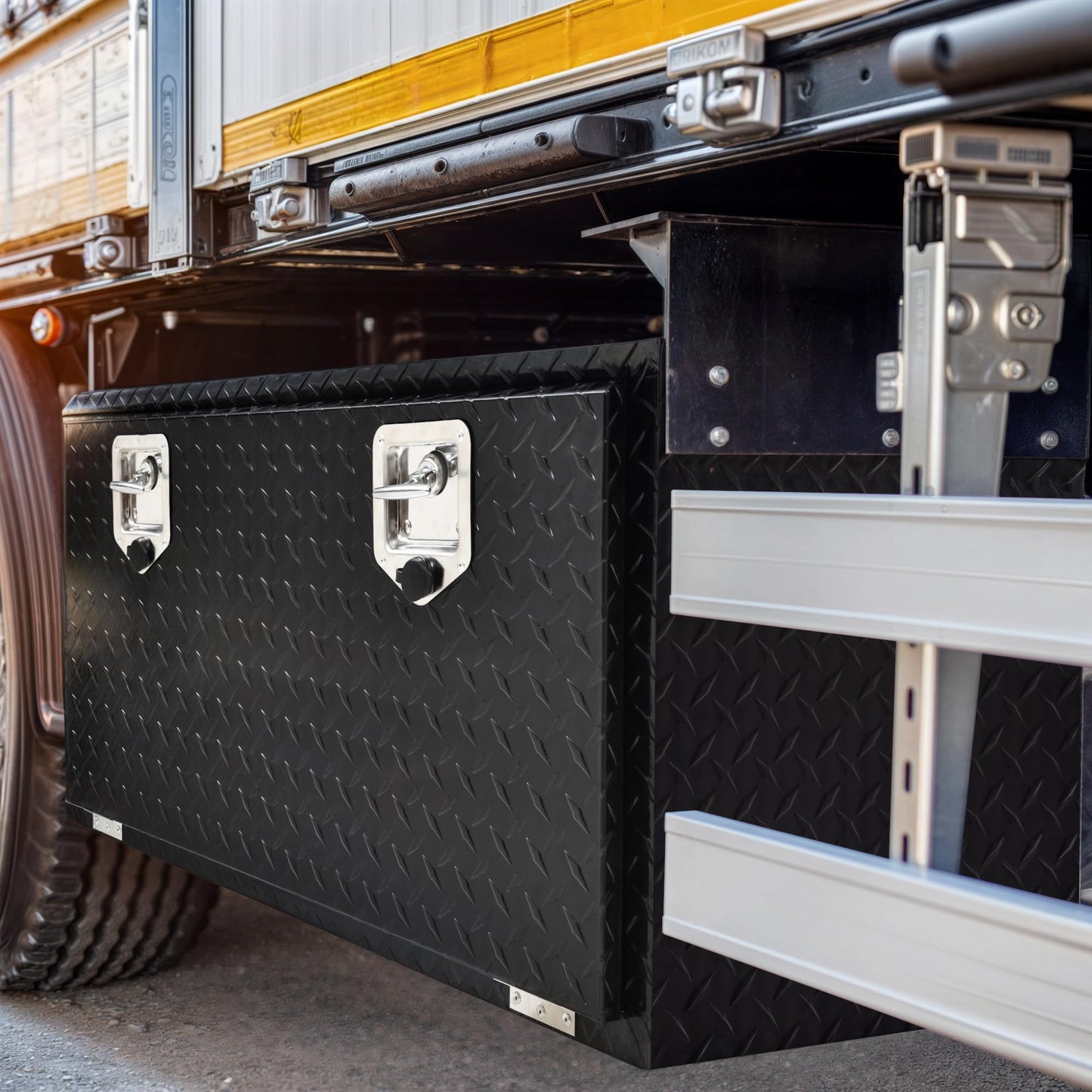 YITAMOTOR 36 Inch Underbody Tool Box, Heavy Duty Aluminum Diamond Plate Truck Tool Box, Waterproof Trailer Storage Box for Pick Up Truck Bed, RV Trailer with T-Handle, Lock and Keys