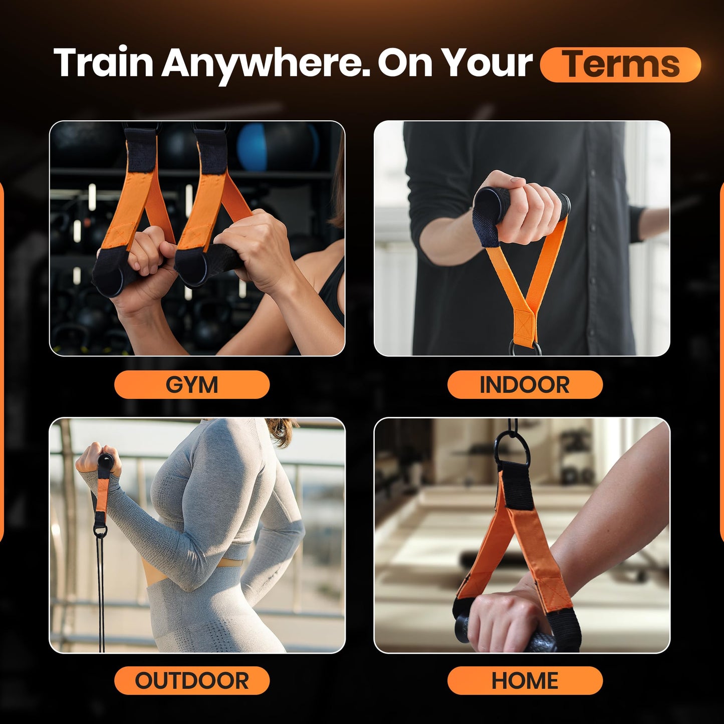 Inspired Living Co. D Handle Cable Attachment (2-Pack) – Heavy-Duty Gym Cable Handles for Cable Machines, Home Gym & Resistance Bands – Non-Slip D Handles for Pulldowns, Rows & Strength Training