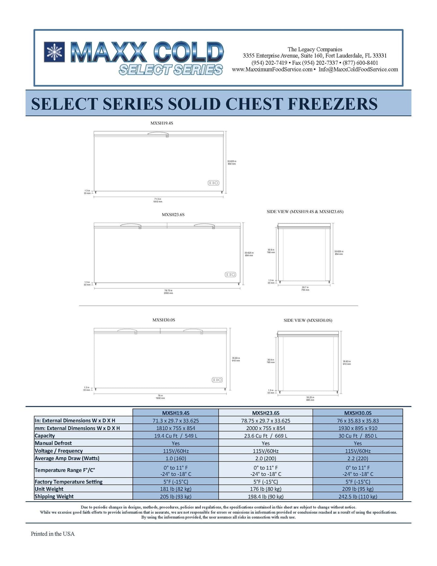 Maxx Cold 71.3” Wide Solid Hinged Top Commercial Sub Zero Chest Freezer Locking Lid NSF Garage Ready Keeps Food Frozen for 2 Days in Case of Power Outage, 19.4 Cubic Feet 549 Liter, White