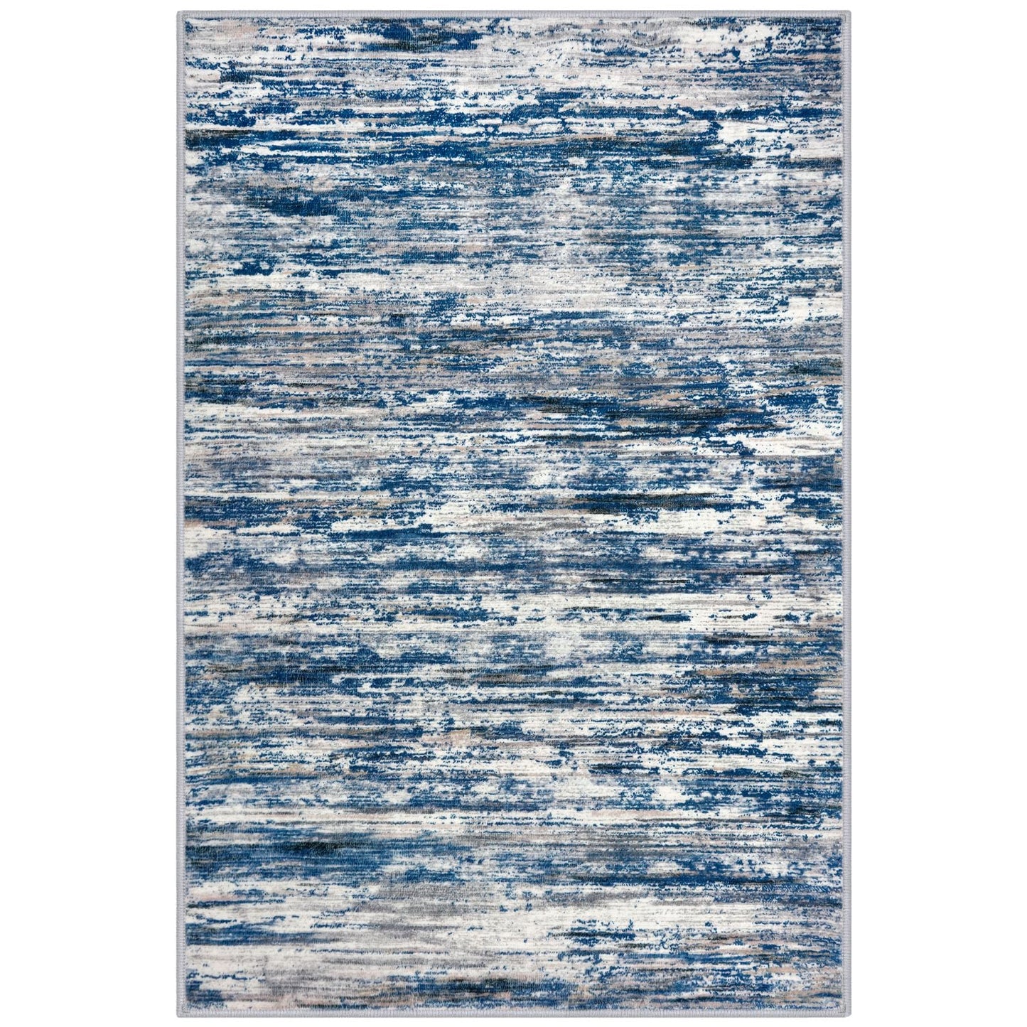 SIILOOM 5x7 Modern Abstract Area Rug for Bedroom, Navy Blue Gray Neutral Multi Large Super Soft Washable Rug with Slip-Resistant, Non-Shedding Rugs Indoor Door Mat for Home Décor