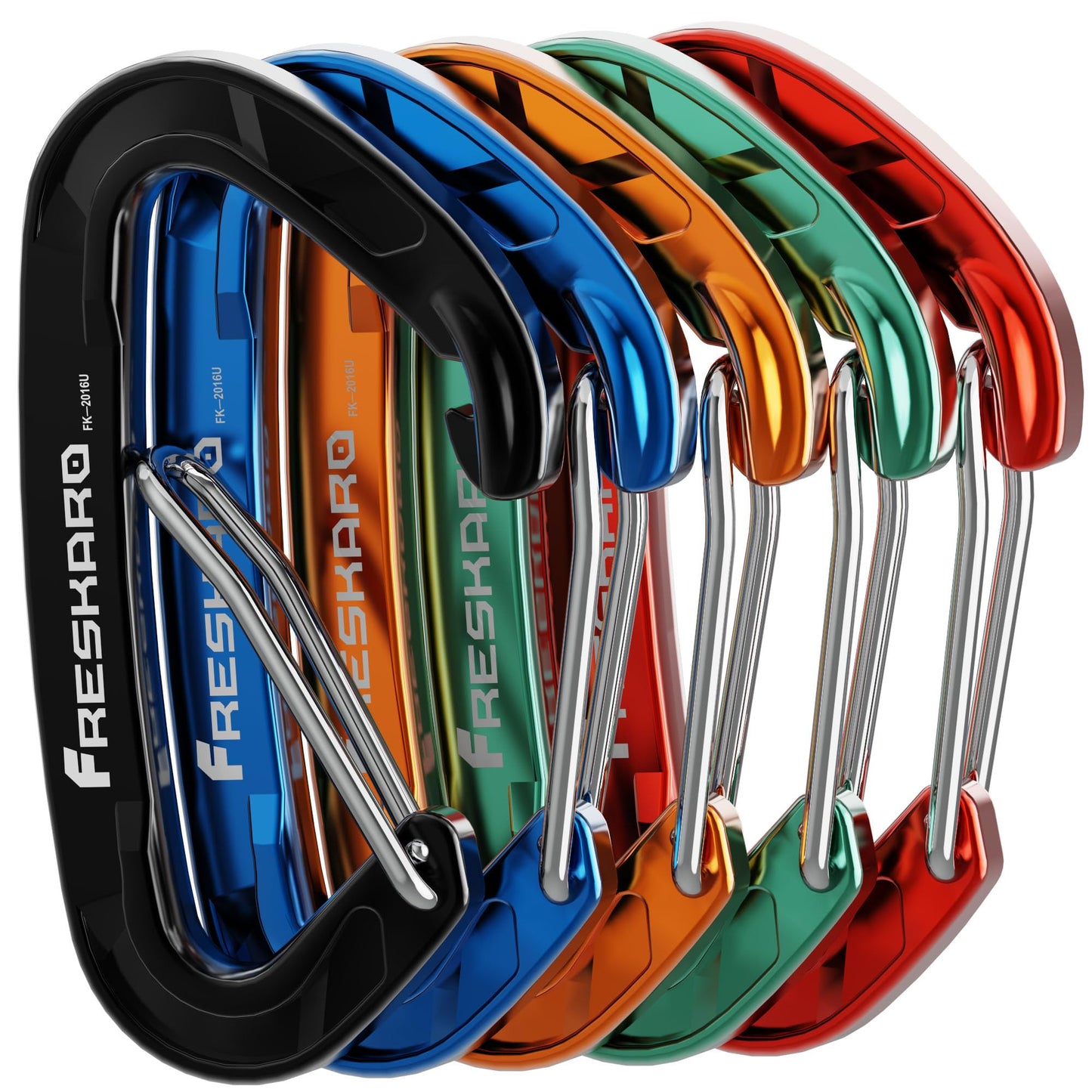 FresKaro Carabiner Clip, Wire Gate Caribeener Heavy Duty, Caribeaner Hook, Strong, Lightweight, 15kN 4Pack for Keychain, Key, Gym, Golf Bag, Dog Collar, Hammock, Outdoor Camping, Medium Size, Blue