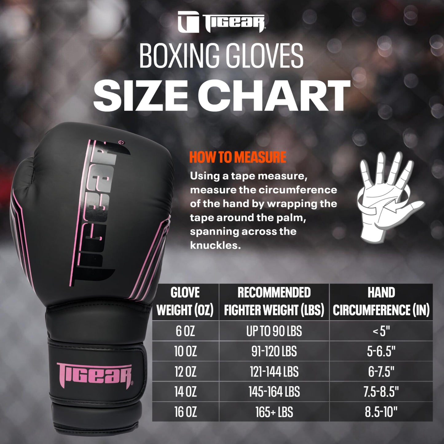Tigear Surge Pro Boxing Gloves for Men Women & Kids | Engineered Leather Muay Thai Gloves, MMA Gear, Kickboxing Heavy Bag Training and Sparring | Black/Pink (12oz)