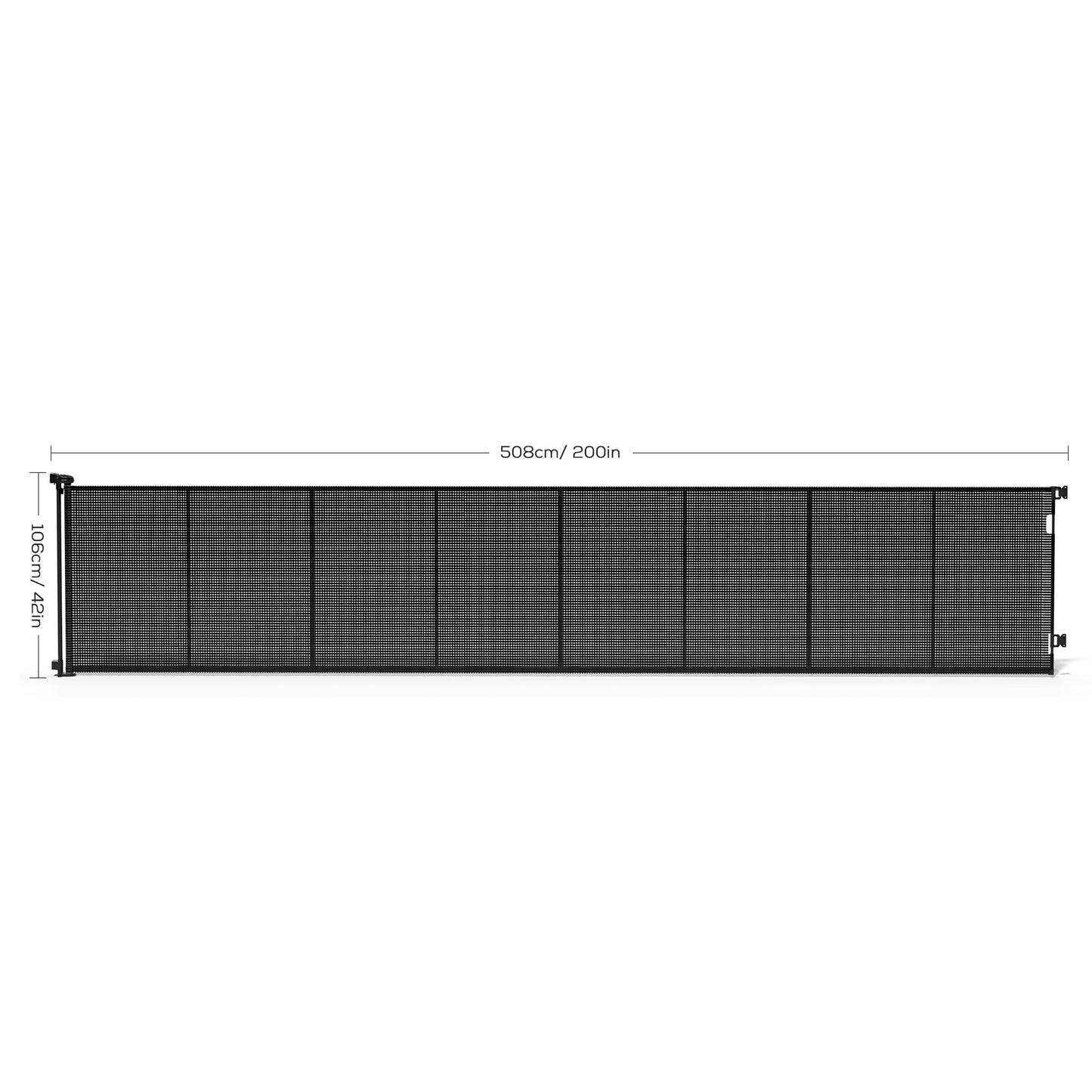 Mutak Retractable Baby Gate for Stairs, 42" Tall X 200" Wide Mesh Dog Gate Indoor, Child Gate for Doorways, Hallways, Deck, Indoor Outdoor Pet Baby Safety Essentials for Home, Black
