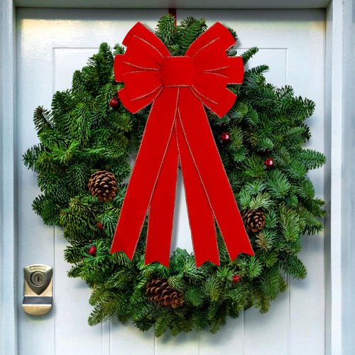 Hongsome Large Red Velvet Christmas Bows - 2 Pcs Outdoor Holiday Decorations