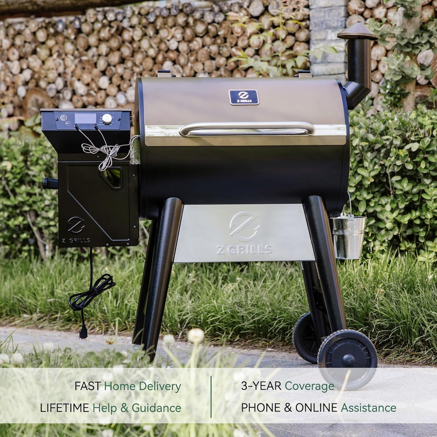 Z GRILLS 2026 Upgrade 8-in-1 Electric Wood Pellet Grill & Smoker with PID V3.0 Controller, LCD, 697 Sq In,Meat Probes, Easy Hopper Clean-out & Grill Cover