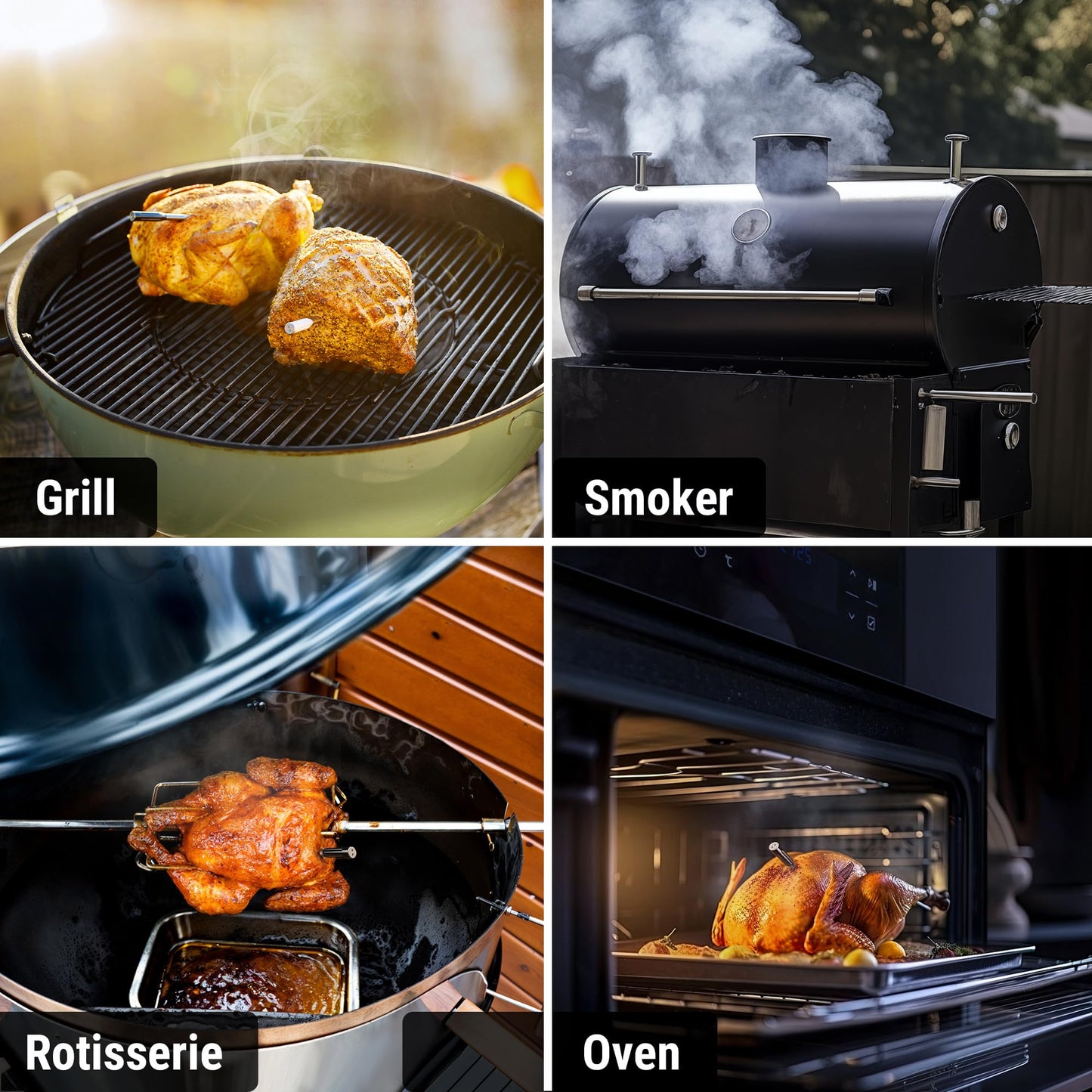 ThermoPro TempSpike Wireless Meat Thermometer Digital with 500FT Bluetooth Range, Cooking Food Thermometer with LCD Signal Booster & Dual Color-Coded Probes for BBQ Oven Smoker Turkey Rotisserie