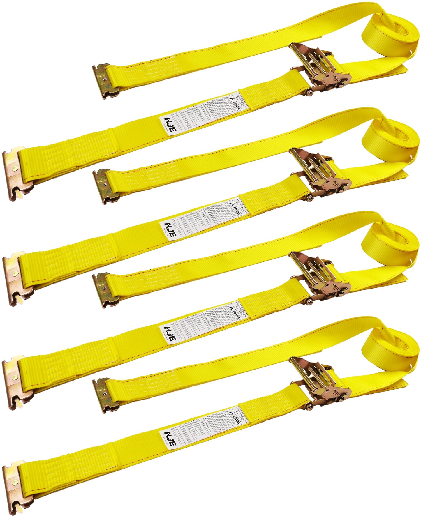 KJE E-Track Ratchet Straps, 4 Pack 2" x20' Heavy Duty Cargo Tie-Downs, 4500LBS Breaking Strength, Standard E Track Fitting Tie Down Ratcheting Strap for Cargo Vans, Trucks, Trailers