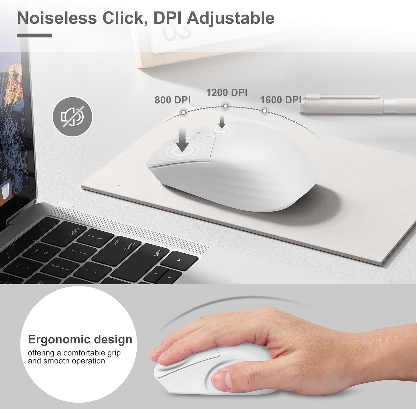 LeadsaiL 2.4Ghz 98-Key Wireless Keyboard and Mouse Combo, Cordless Mechanical Keyboard and Silent Mouse for Business