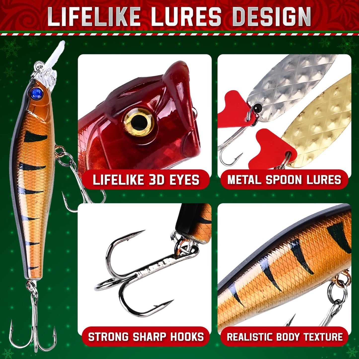 Shemira Fishing Advent Calendar 2025, Fishing Lure Advent Calendar 2025, Advent Calendars' 2025 Adult for Men, 24 Days Christmas Countdown Advent Calendar