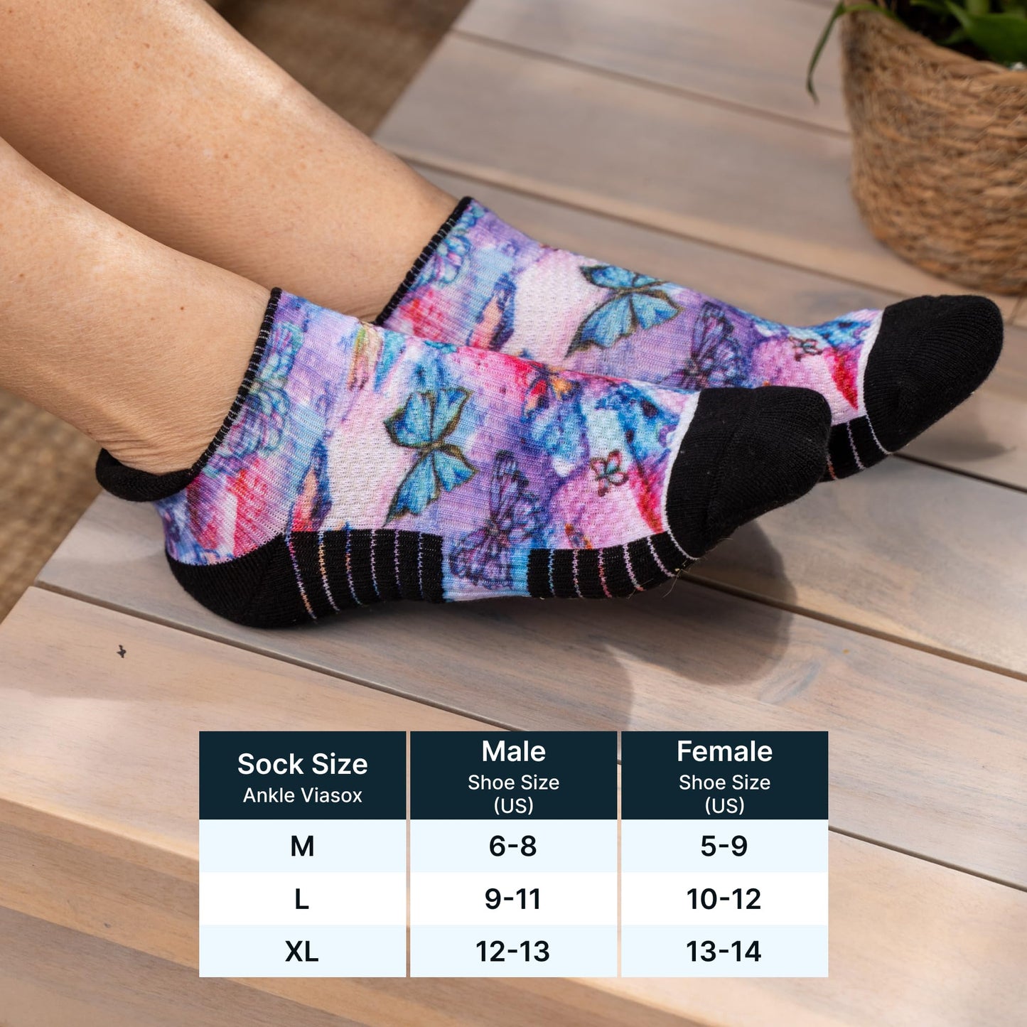 Viasox Ankle Compression Socks for Women & Men, 14 mmHg Support Improves Circulation, Extra Cushioned (US, Alpha, Medium, Regular, Regular, White)