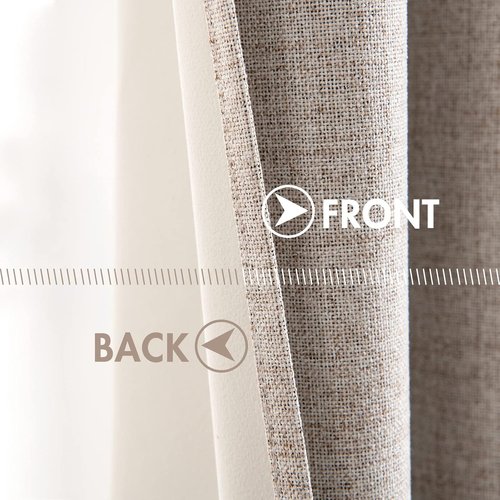 MIULEE Blackout Curtains - Linen Texture Thermal Insulated Room Darkening Drapes | Natural Khaki, 52x72 Inch (2 Panels)