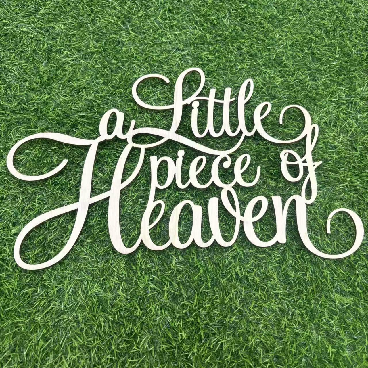Wooden A Little Piece of Heaven - Baby Shower Decorations | Heaven Theme Birthday Wall Decor