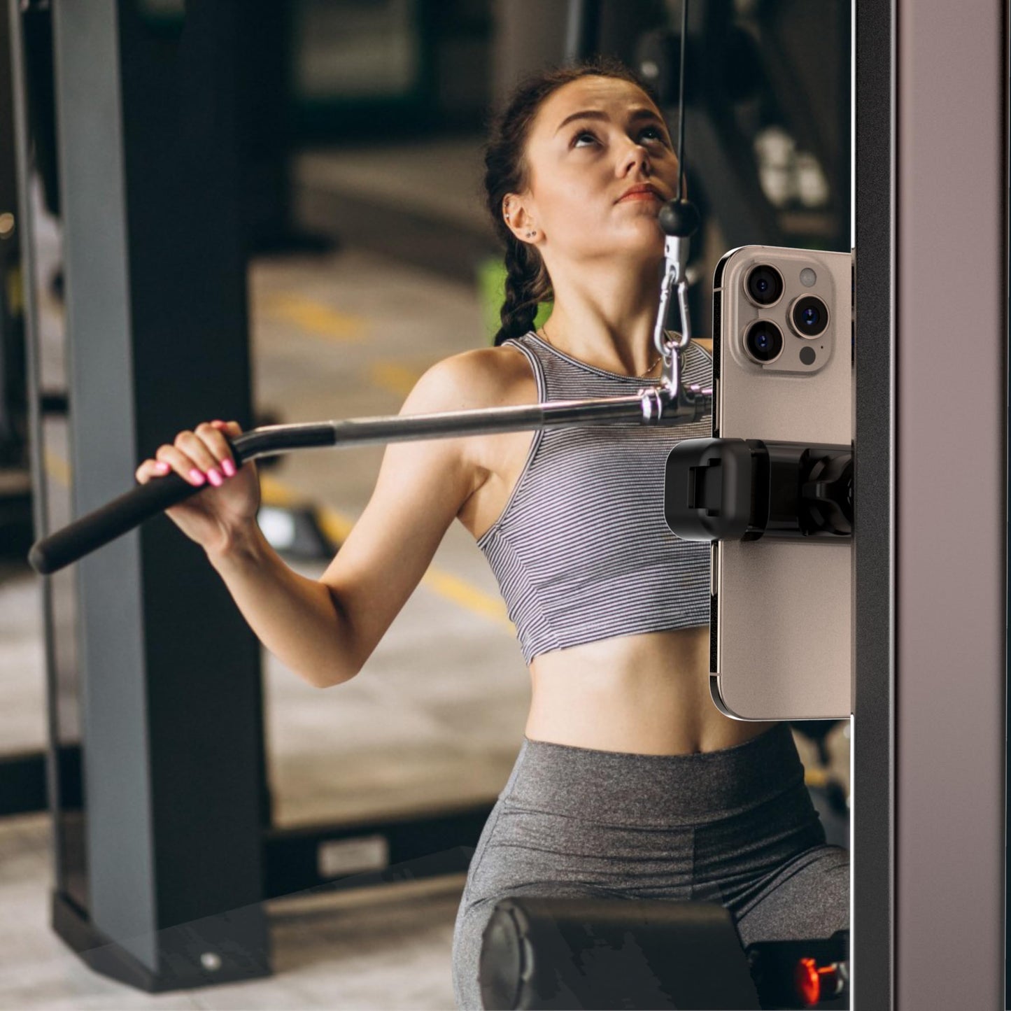 Magnetic Phone Holder for Gym Golf Cart Powerful Magnetic Base Works on Any Metal Surface Ideal for Workout Recording 360° Rotatable Gym Magnet Phone Mount Cradles Compatible with 4-7" Phones