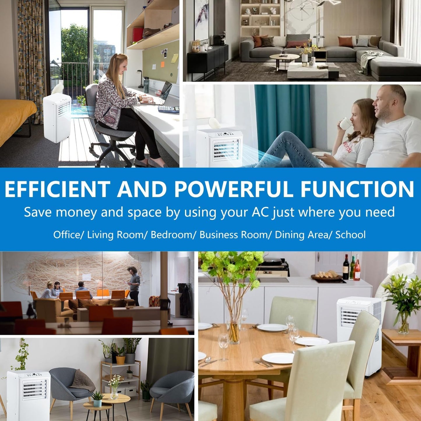 Portable Air Conditioners 10000 BTU, Energy Efficient AC Unit w/Remote Control & 24H Timer, Quiet Cooling for Bedroom, Office, Dorm Rooms Up to 450 Sq.Ft
