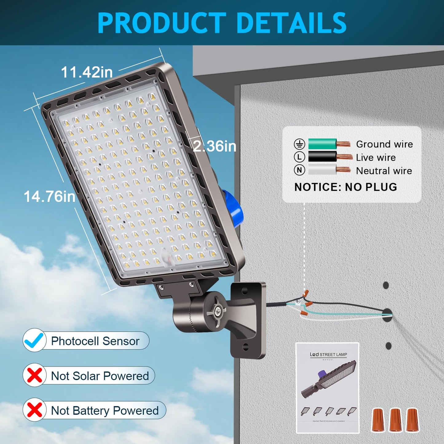 Dream Eeve 350W LED Parking Lot Light Dusk to Dawn Photocell 5000K Commercial Outdoor Area Light IP65 Waterproof 100-277V 52500LM Wall Mount