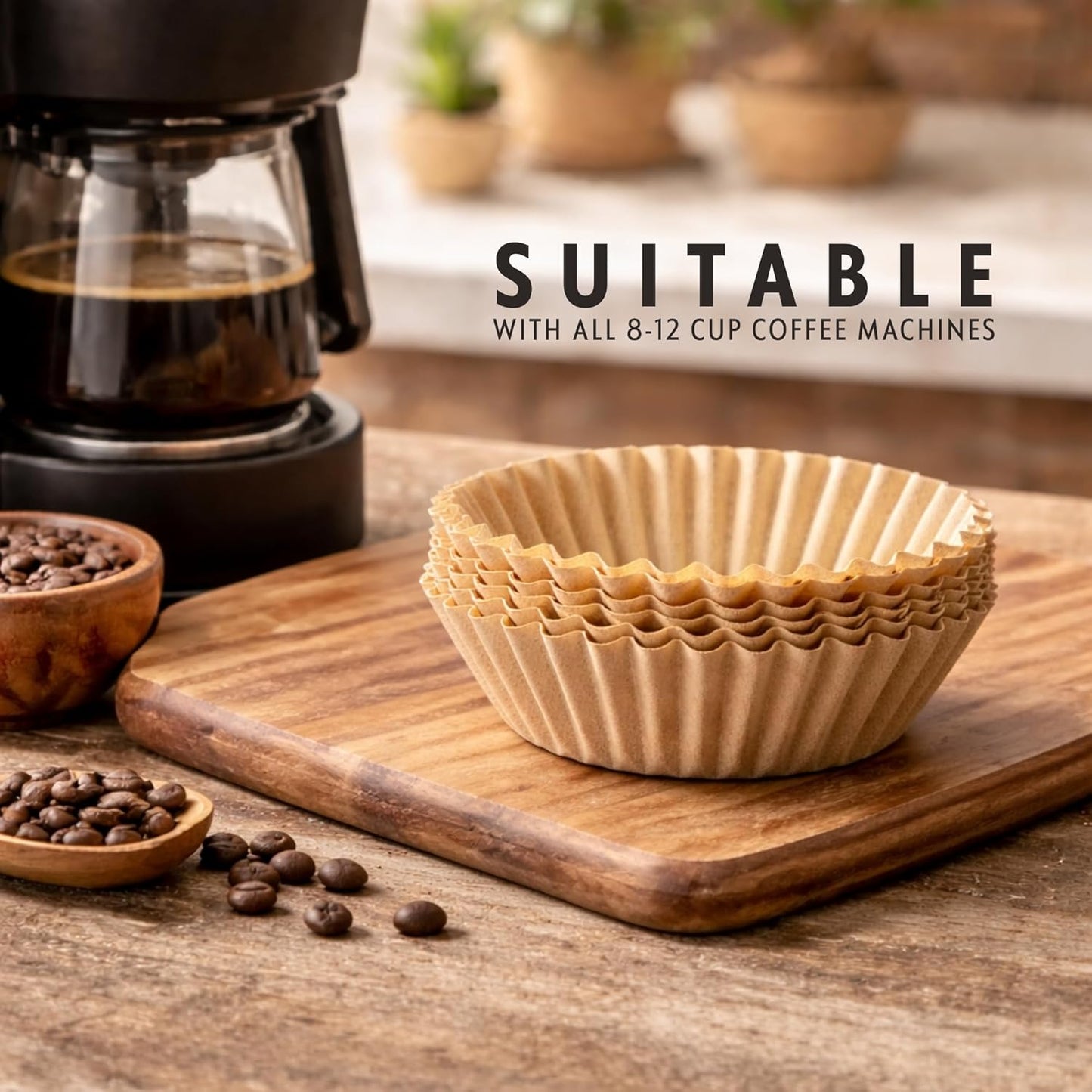 Unbleached Natural Coffee Filters - Perfect for 8-12 Cup Basket Coffee Makers | 200 Count