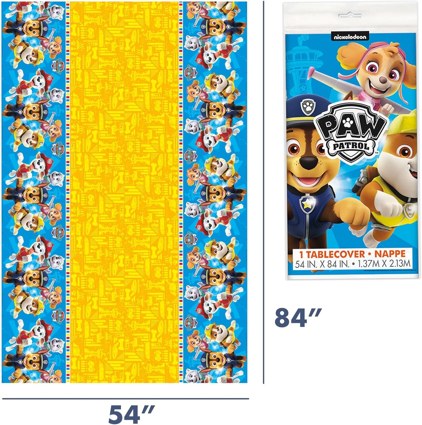 Paw Patrol Birthday Decorations - Rectangular Plastic Tablecloth Set (3 Pack) & Stickers