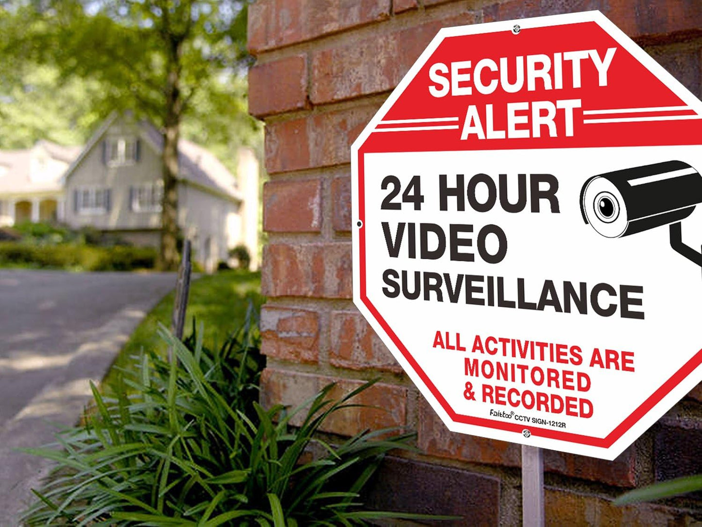 12 x12 Inches 40Mil 4 pack Video Surveillance Signs, Security Signs,Octagon Thick Aluminum Reflective sign for Home