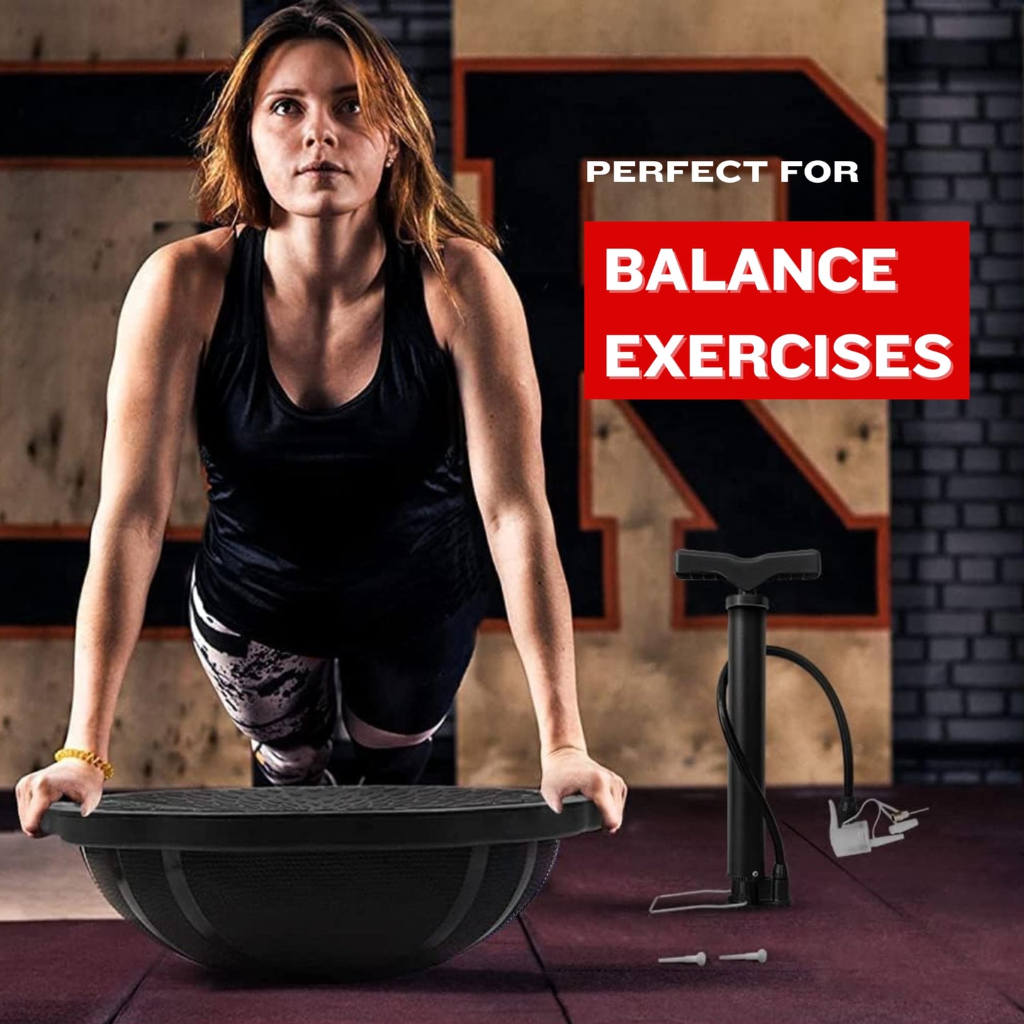 Yes4All 880LBS Half Ball Balance Trainer, Pilates Balance & Stability Ball for Exercises, Home Gym, Floor & Full Body Workouts, Matte Black