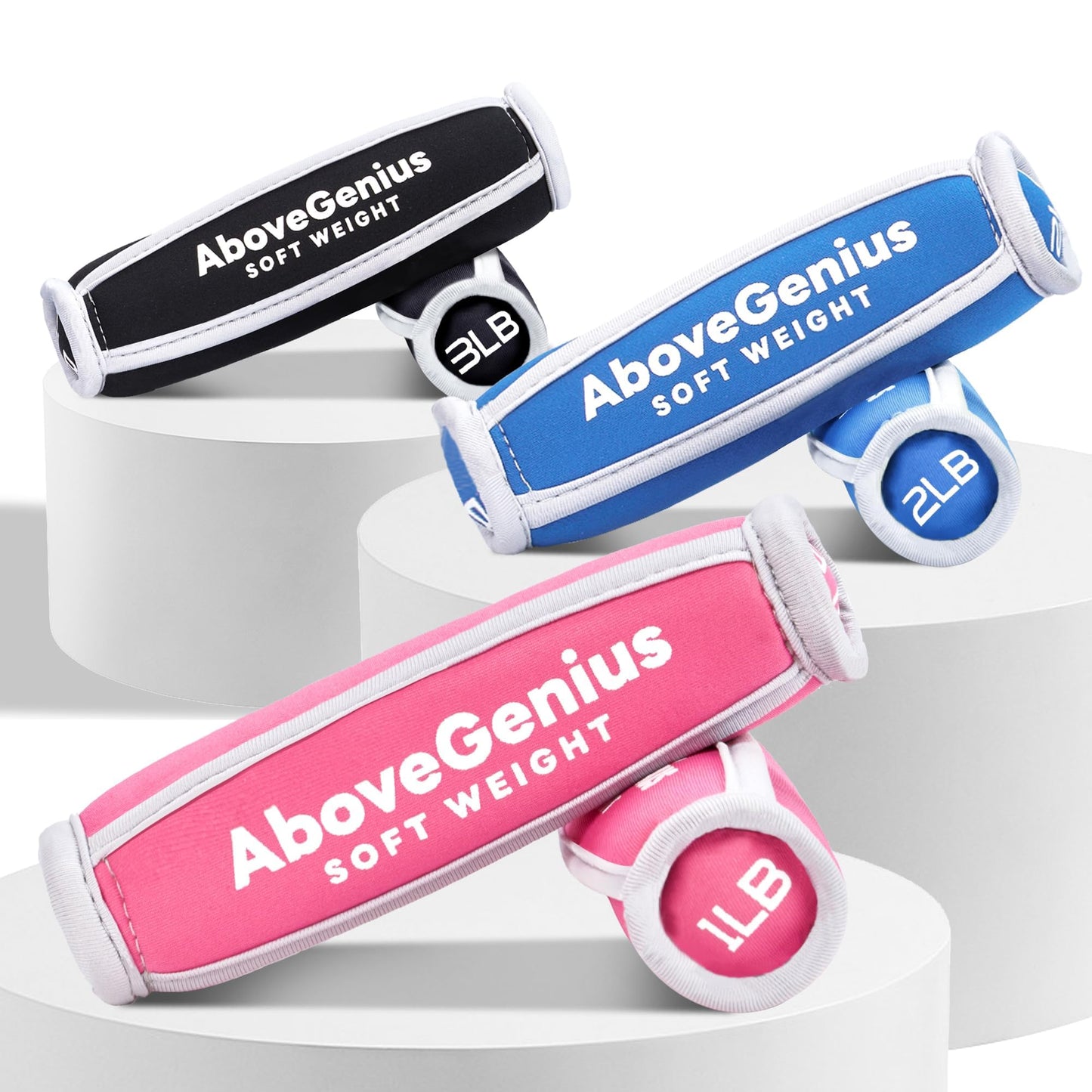 AboveGenius Hand Weights for Women Men, Soft Dumbbells Set of 6(1lb 2lb 3lb Each Pack) for Dumbbell Walking Weight Sets with Hand Strap for Workout Running, Jogging and Physical Therapy, Mothers Day Gifts for Mom