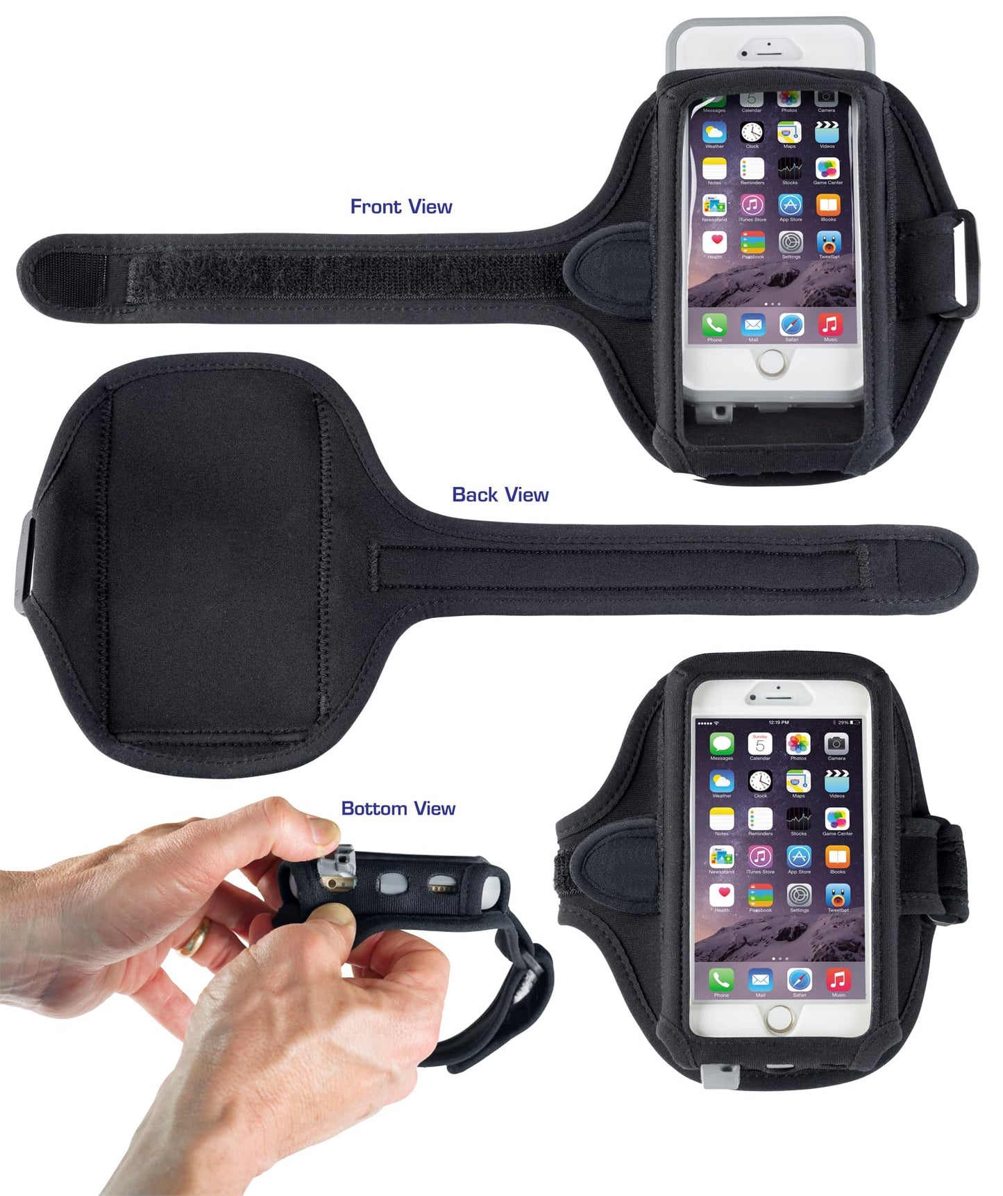 Tune Belt AB92 Cell Phone Armband for Running - Fits iPhone 17/16/15/14/13 Pro Max, Plus, Samsung Galaxy Ultra/Plus/Note and Large Phones with Protective Cases, Sweat-Resistant Exercise Holder (Black)
