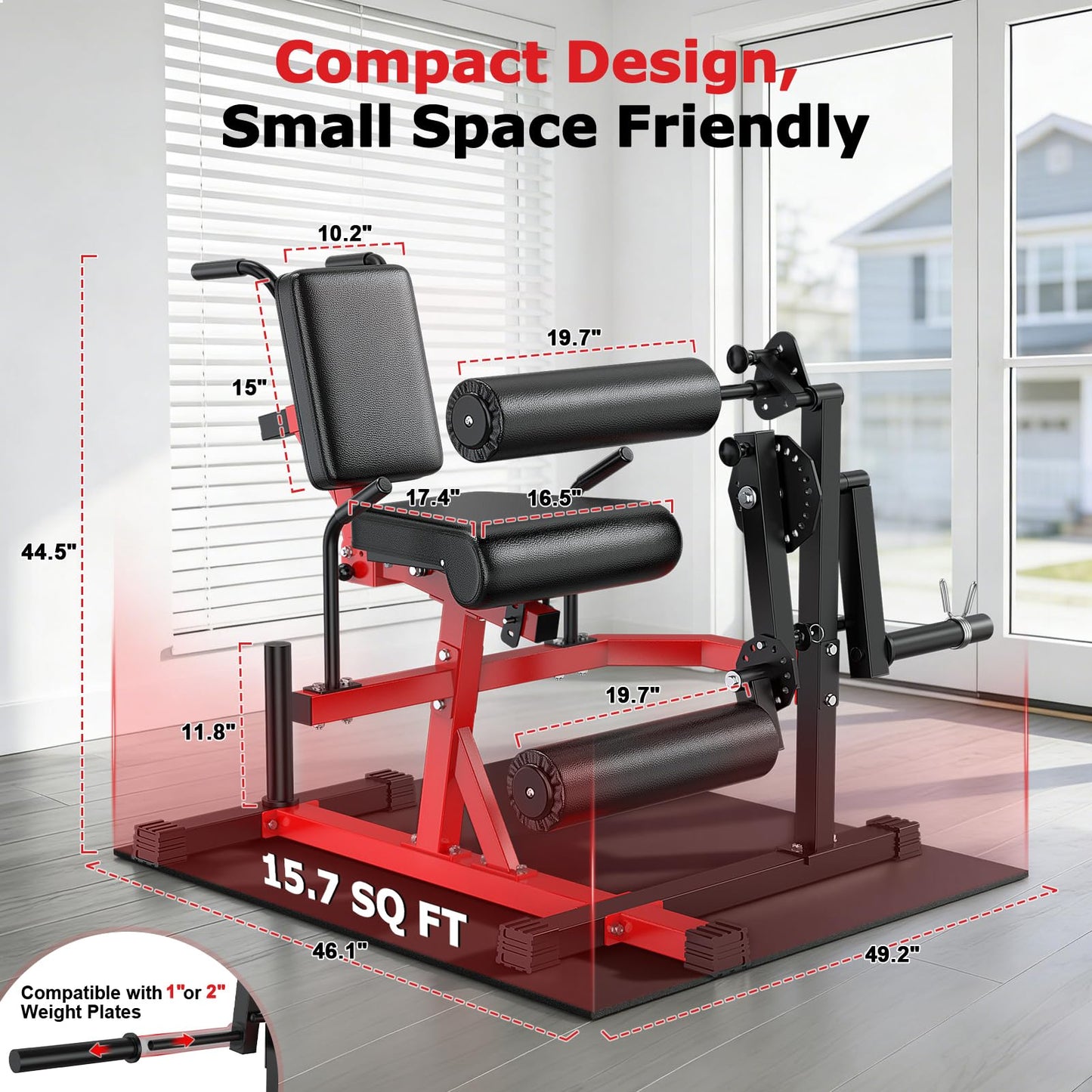 XDDIAS Leg Extension and Curl Machine, Adjustable Seated/ Lying Leg Exercise Machine for Home Gym, 1000LB Plate-Loaded Leg Workout Equipment with Thigh Hold-Down Pad, Extended Sleeve Fit 1''/2'' Plate