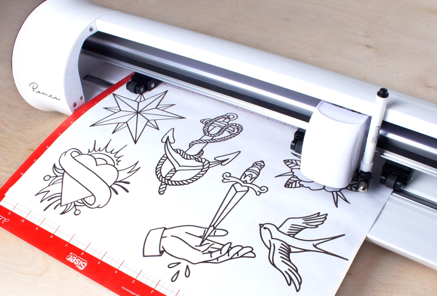 Siser Romeo High-Definition Cutter - 24" Professional Cutting Machine for Vinyl, Paper, and More – WiFi Compatible with Windows & Mac - Includes Leonardo Design Studio Software, Roll Holder Accessory