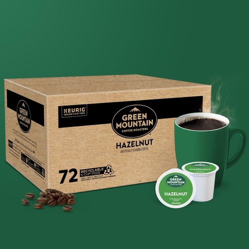 Green Mountain Coffee Roasters Hazelnut K-Cup Pods - Light Roast Coffee, 72 Count for Easy Brewing