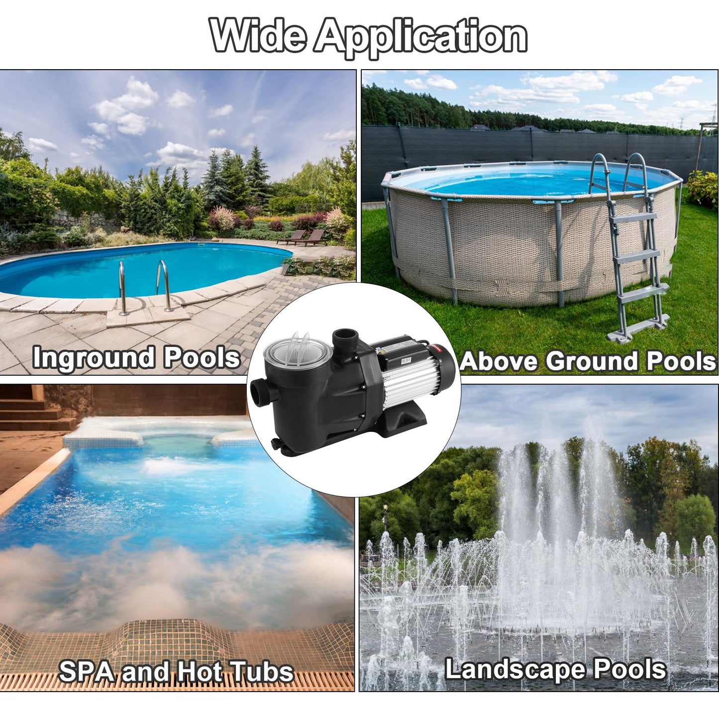 Hxgexin Swimming Pool Pump 2.5HP, 8880 GPH Flow Rate Pool Pump,1850W In/Above Ground Pool Pumps Self Priming Pump 110V for Residential/Commercial Pools, Spas and Hot Tubs, Landscape Fountains