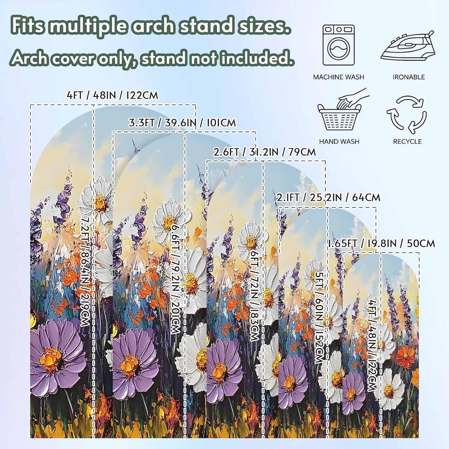 Jnbasdffb 7.2 Retro Botanical Wedding Arch Cover,Stretchy Spandex Arch Backdrop Stand Covers FT,Modern Oil Painting