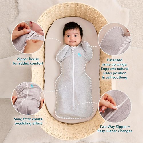 Love To Dream Swaddle UP - Baby Sleep Sack for Self-Soothing | Snug Fit, 1.0 TOG, Newborn 5-8.5 lbs, Powder Pink Twinkle
