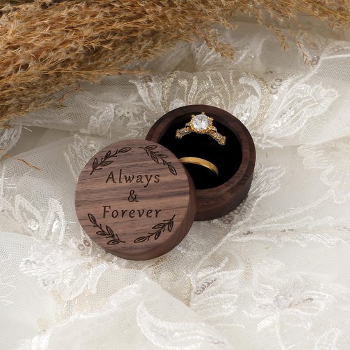 Drnilui Ring Box, Wooden Ring Boxes and Ring Holder Portable Jewelry Case Premium Gift for Weddings, Engagements, Anniversaries, and Birthdays