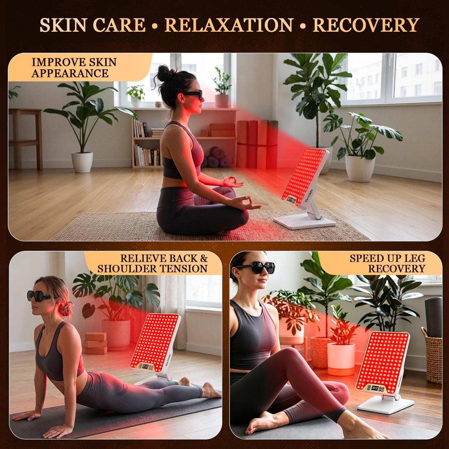 Rechargeable Red Light Therapy Panel with 4 Wavelengths 630/660/810/850nm, 138 LEDs High Power for Face & Body, Light Therapy with Adjustable Stand & Timer