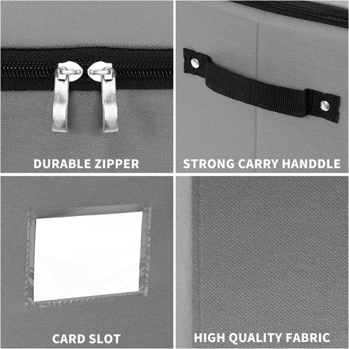 DIMESHY Christmas Ornament Storage Box - Adjustable Dividers & 4 Removable Trays for 64 Decorations | Gray