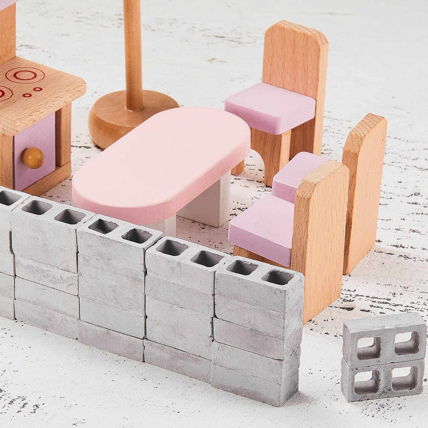 Civaner 80 Pcs Miniature 1/12 Scale Mini Bricks Concrete Tiny Dollhouse Accessories for Kitchen Garden Landscaping Model Architect Buildings DIY Construction Office Desk Toys Supplies (Gray-Square)