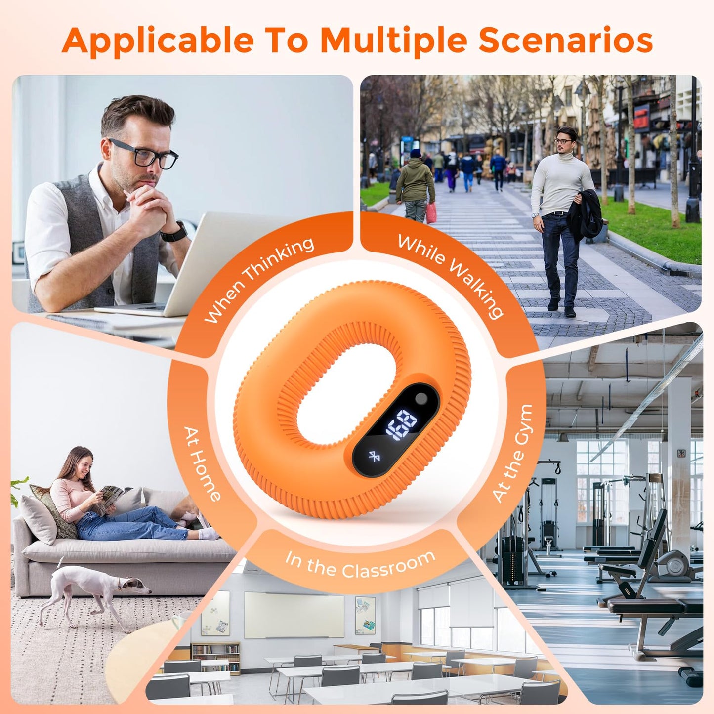 Grip Strength Trainer with Smart Bluetooth APP, Countable Hand Extension Exerciser for Muscle Building and Injury Recover, Portable Hand Exerciser at Office, School and Home Use, Silicone (50 LB)