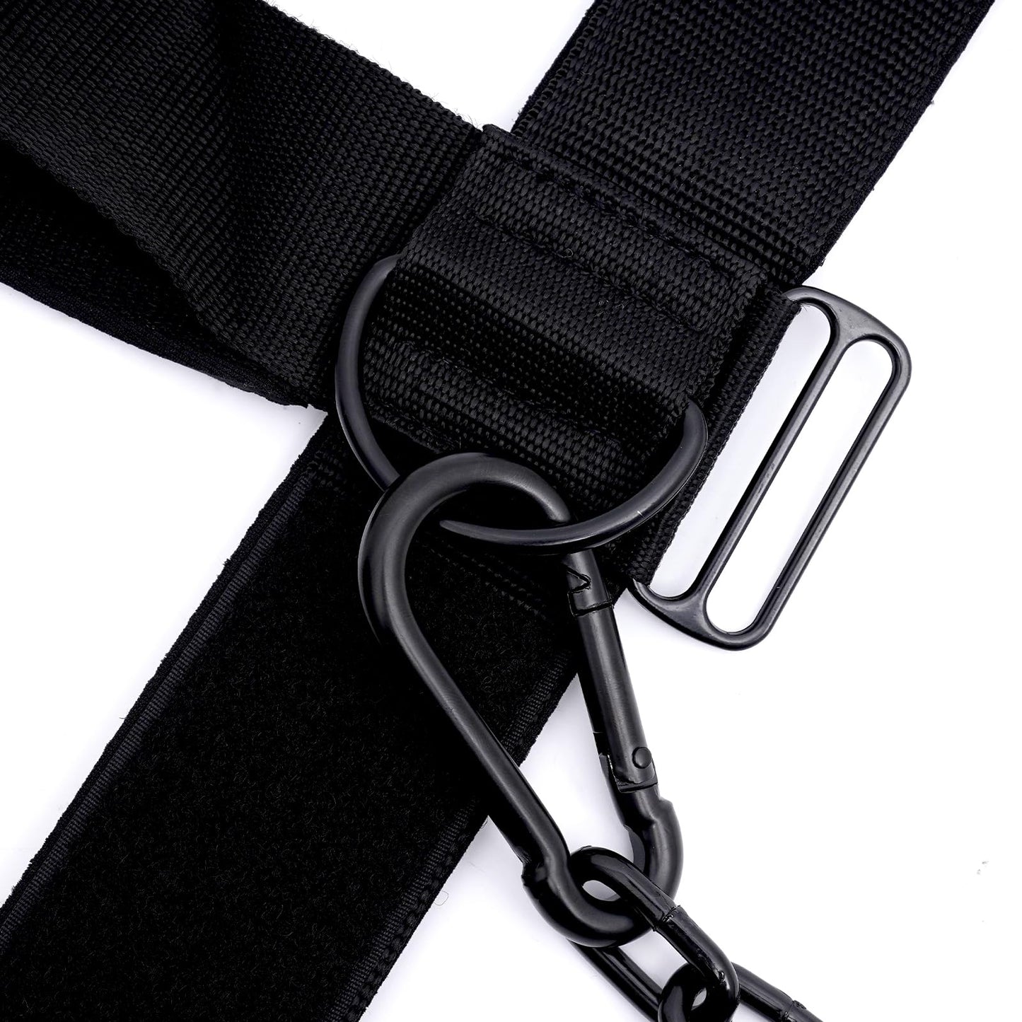 Neck Harness for Increases Neck Core Strength - Neck Exerciser with 30" Heavy Duty Steel Chain for Safely Lifting Weights Up to 280 lbs Black