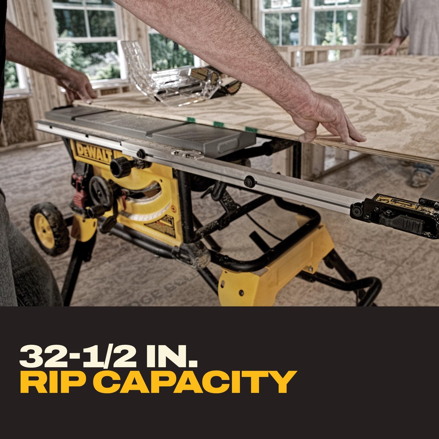 DEWALT Table Saw 10 Inch with Foldable Rolling Table Saw Stand, 15 Amp, 4800 RPM, 32-1/2-Inch Rip Capacity (DWE7491RS)