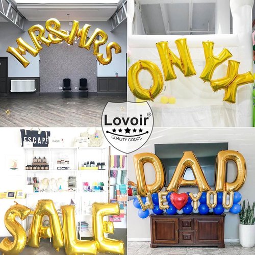 Lovoir 40 Inch Jumbo Gold Letter K Balloon - Mylar Foil Helium Party Decoration