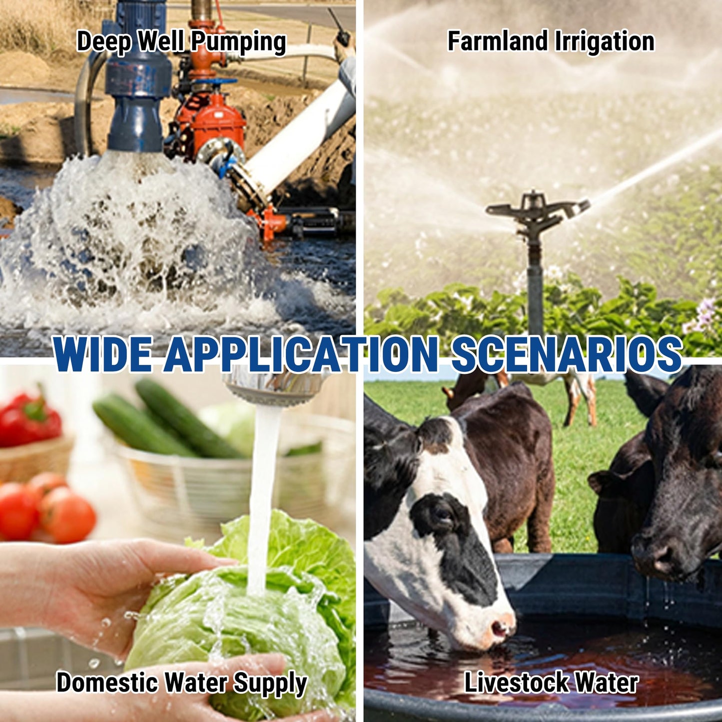Holdwell S 2HP Deep Well Submersible Pump 230V/60Hz, 4 Inch Stainless Steel Water Pump with 33ft Cord, 37GPM Flow 427ft Head, IP68 Waterproof Built-in Controller for Industrial, Irrigation, Home Use
