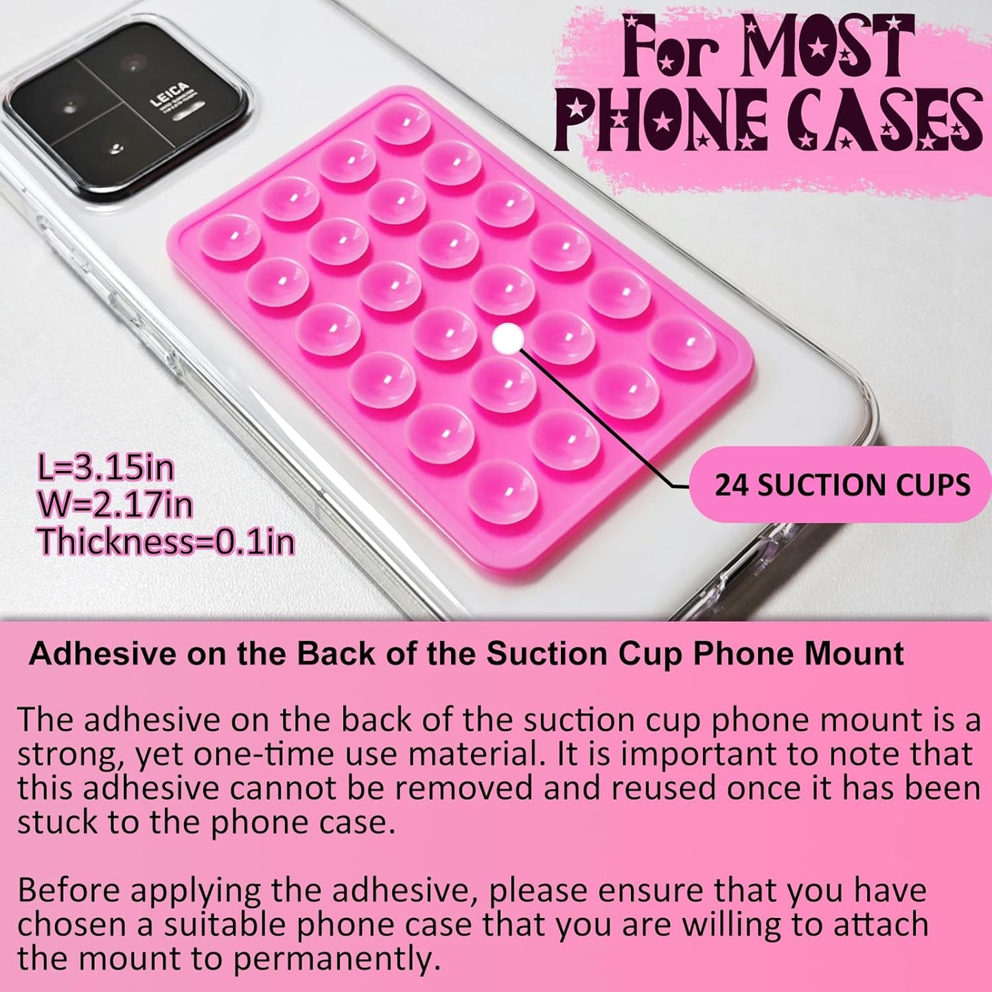 AZXYI 2 Pack Silicone Suction Phone Case Mount, Non Slip Sticky Phone Grip for Cellphones, Strong Grip Holder