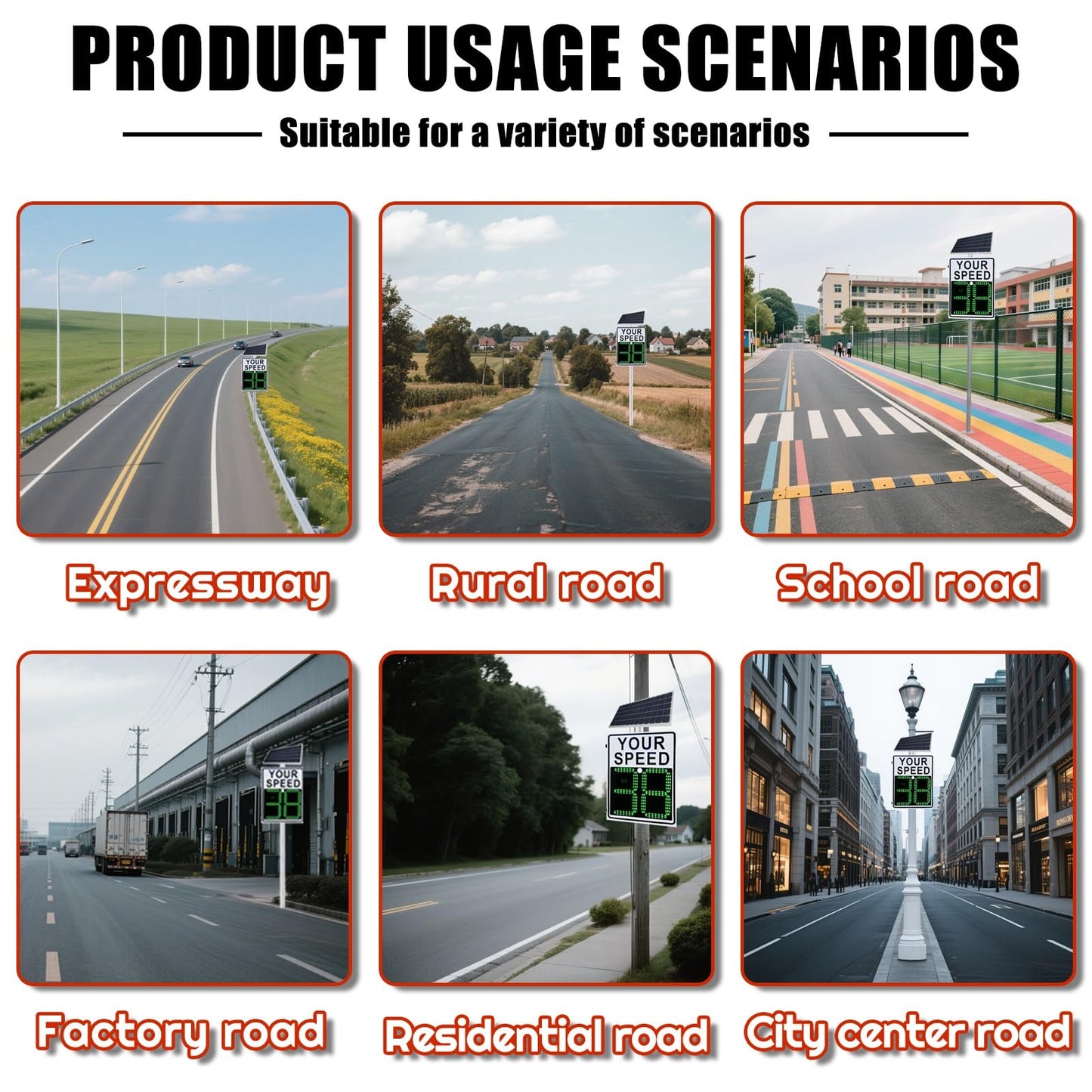Speed Display Radar Traffic Sign, 20"x27"/24"x35" Solar Radar Speed Warning Sign, Remote Control Adjustable Speed Limit with Full Accessories(24inx35in)