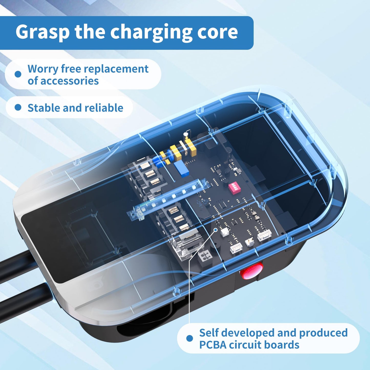 VEIPHLOX Level 2 EV Charger 40A (9.6kW), 240V J1772 Charging Station with NEMA 14-50P Just Plug & Charge (No App Needed). Zero Light Pollution: LED Remains Off in Standby (Auto-On During Charge)