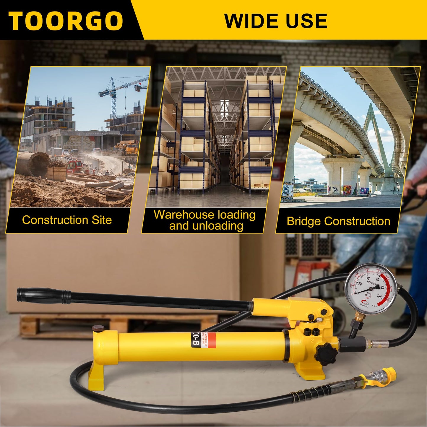 TOORGO CP-700 Hydraulic Hand Pump with Oil Gauge,Hand Operated Pump Manual Pump Hydraulic Pump for Lifting Cylinders