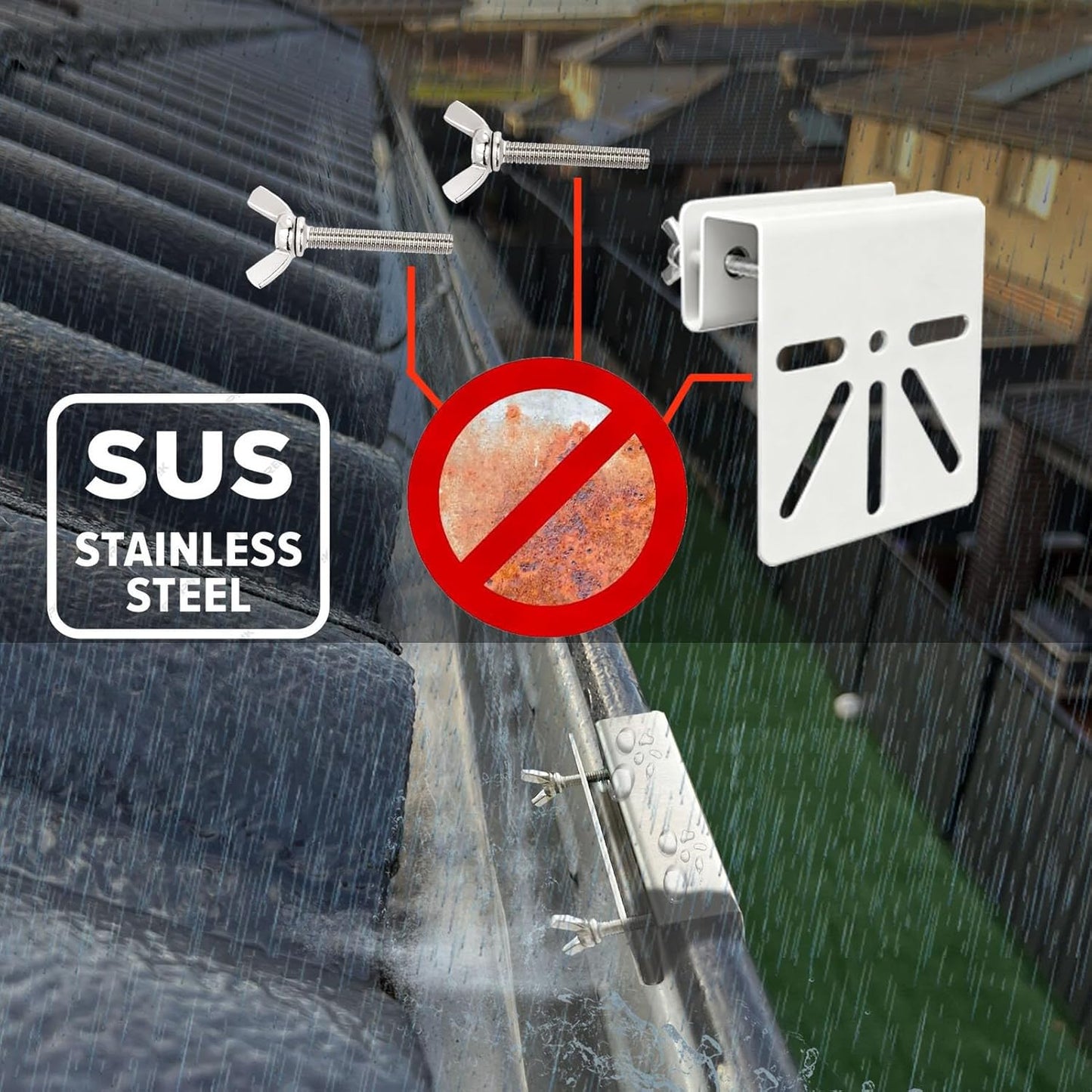 S340, E30/S330, WiTi Gutter mount stainless steel bracket for Eufy SoloCam No Drill Installation, Universal Bracket