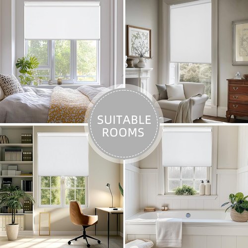 ChrisDowa 100% Blackout Roller Blinds - Cordless, Thermal Insulated, UV Protection | White, 31" W X 72" H